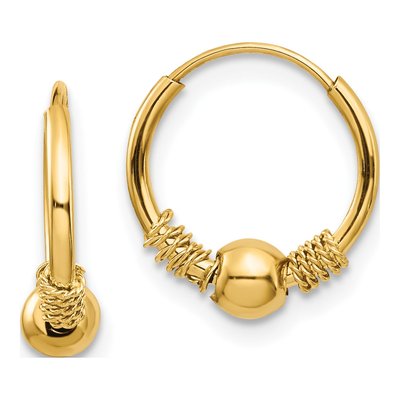 14K Yellow Gold 10mm Endless Hoop Earrings