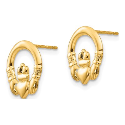 14K Yellow Gold Claddagh Stud Earrings – view 3