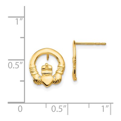 14K Yellow Gold Claddagh Stud Earrings – view 5