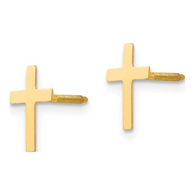 14K Yellow Gold Cross Screwback Stud Earrings – view 3
