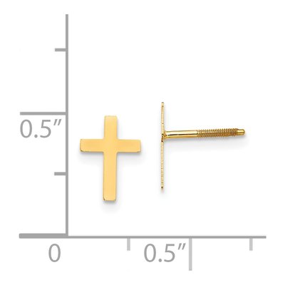 14K Yellow Gold Cross Screwback Stud Earrings – view 5