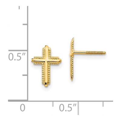 14K Yellow Gold Cross Screwback for Kids Stud Earrings – view 5