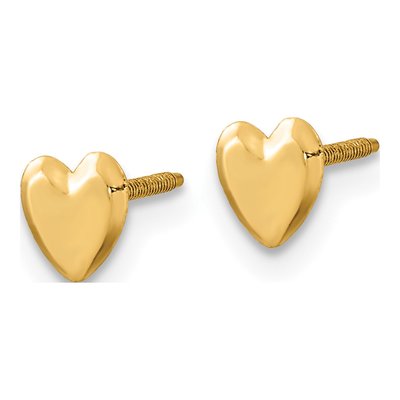 14K Yellow Gold Heart Screwback Stud Earrings – view 3