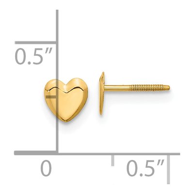 14K Yellow Gold Heart Screwback Stud Earrings – view 4