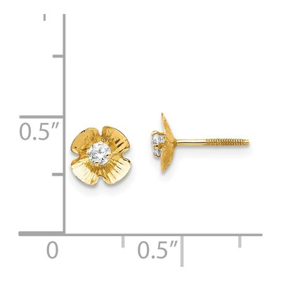 14K Yellow Gold 2.5mm Round CZ Flower for Girls Stud Earrings – view 5