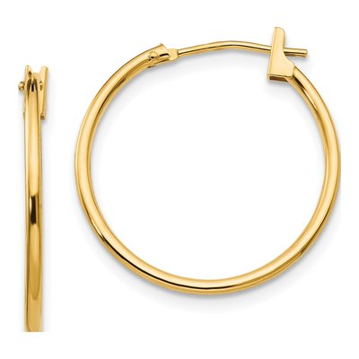 14K Yellow Gold 21mm for Girls Hoop Earrings