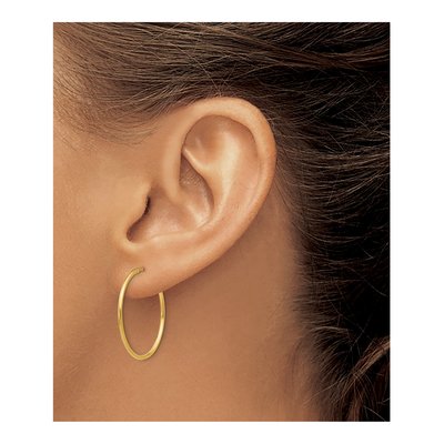 14K Yellow Gold 26mm Hollow Hoop Earrings – view 4