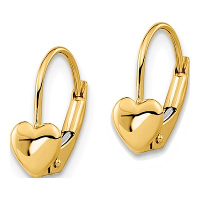 14K Yellow Gold Heart Leverback Earrings – view 3