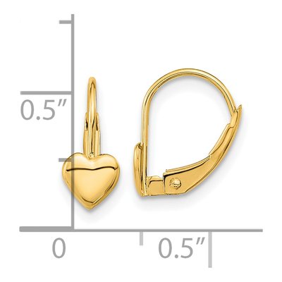 14K Yellow Gold Heart Leverback Earrings – view 4
