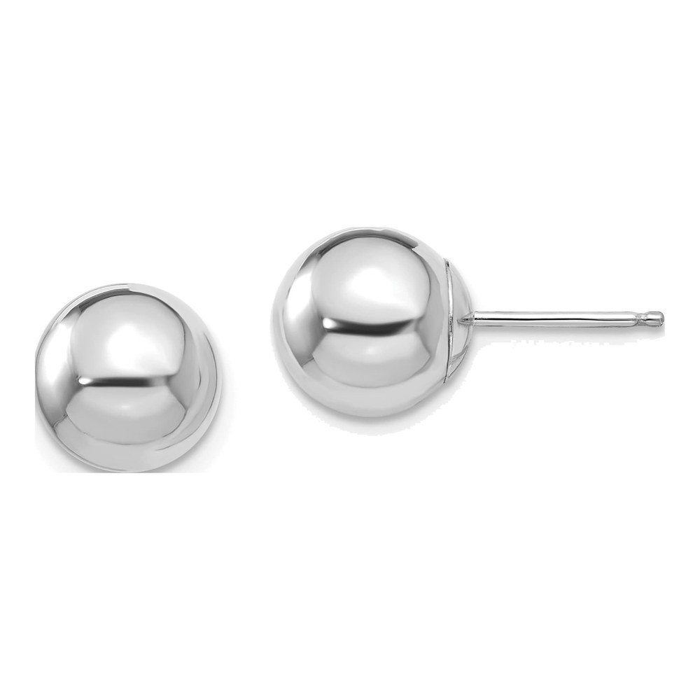 14K White Gold Ball Stud Earrings