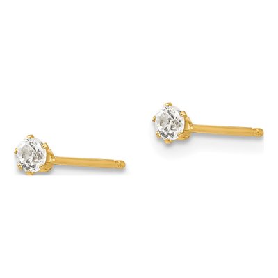 14K Yellow Gold 2.5mm Round CZ Stud Earrings – view 3