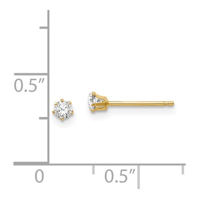 14K Yellow Gold 2.5mm Round CZ Stud Earrings – view 5