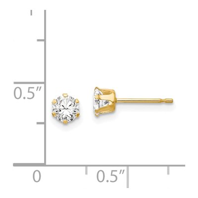 14K Yellow Gold 4mm CZ Round Stud Earrings – view 5