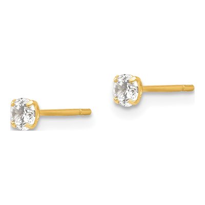 14K Yellow Gold 2.75mm Round CZ Stud Earrings – view 3