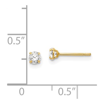 14K Yellow Gold 2.75mm Round CZ Stud Earrings – view 5