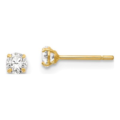 14K Yellow Gold 2.75mm Round CZ Stud Earrings