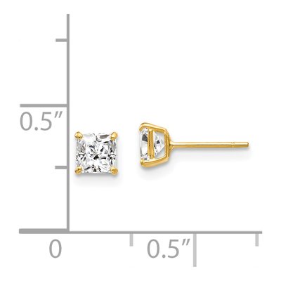 14K Yellow Gold 4mm CZ Square Stud Earrings – view 5