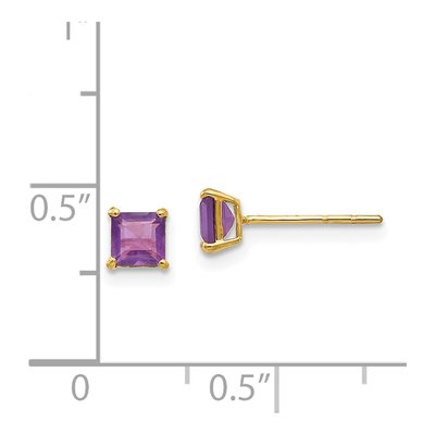 14K Yellow Gold 4mm Amethyst Square Stud Earrings – view 5