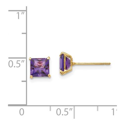 14K Yellow Gold 5mm Amethyst Square Stud Earrings – view 5