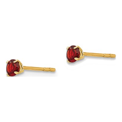 14K Yellow Gold 3mm Round Garnet Stud Earrings – view 3