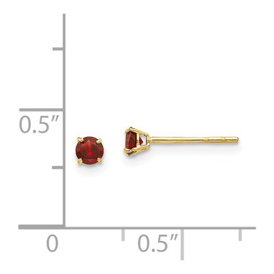 14K Yellow Gold 3mm Round Garnet Stud Earrings – view 5