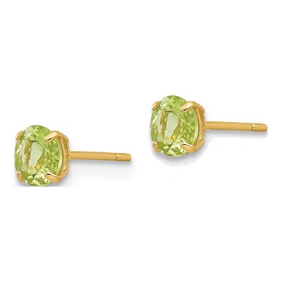 14K Yellow Gold 4mm Round Peridot Stud Earrings – view 2