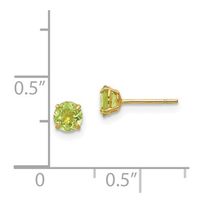 14K Yellow Gold 4mm Round Peridot Stud Earrings – view 4