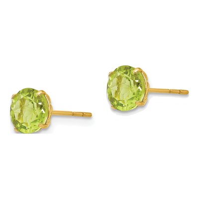 14K Yellow Gold 6mm Round Peridot Stud Earrings – view 3