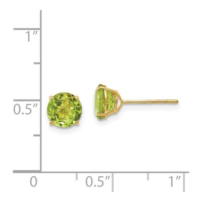 14K Yellow Gold 6mm Round Peridot Stud Earrings – view 5