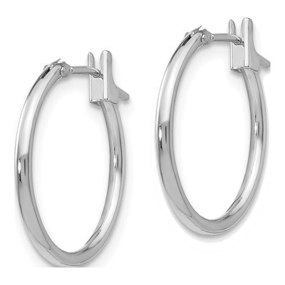 14K White Gold 15mm Small Hoop Earrings – view 2