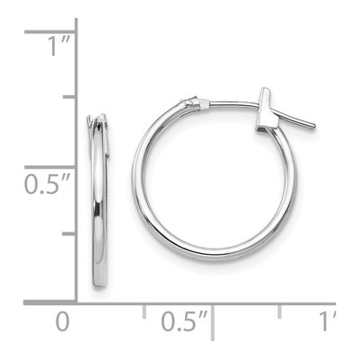 14K White Gold 15mm Small Hoop Earrings – view 4