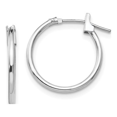 14K White Gold 15mm Small Hoop Earrings