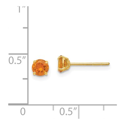 14K Yellow Gold 4mm Citrine Round Stud Earrings – view 5