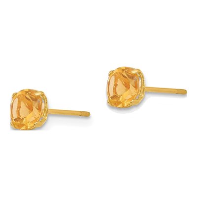 14K Yellow Gold 5mm Citrine Round Stud Earrings – view 3