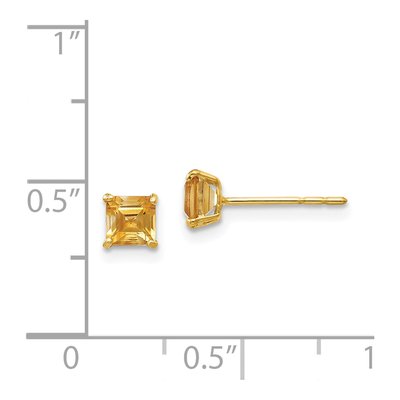 14K Yellow Gold 4mm Square Citrine Stud Earrings – view 5