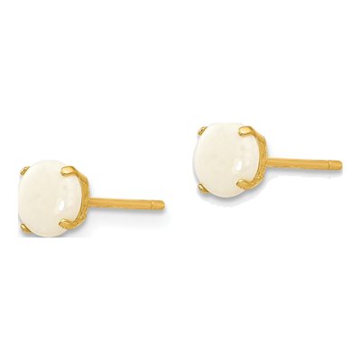 14K Yellow Gold 5mm Opal Round Stud Earrings – view 3