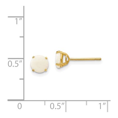 14K Yellow Gold 5mm Opal Round Stud Earrings – view 5