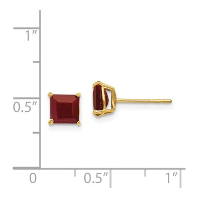 14K Yellow Gold 5mm Ruby Square Stud Earrings – view 5