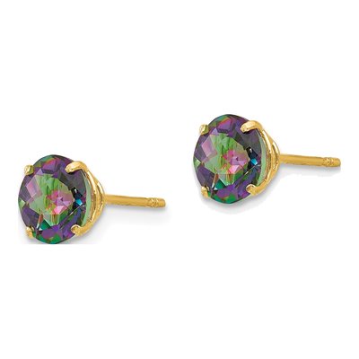 14K Yellow Gold 6mm Round Mystic Fire Topaz Mystic Stud Earrings – view 3