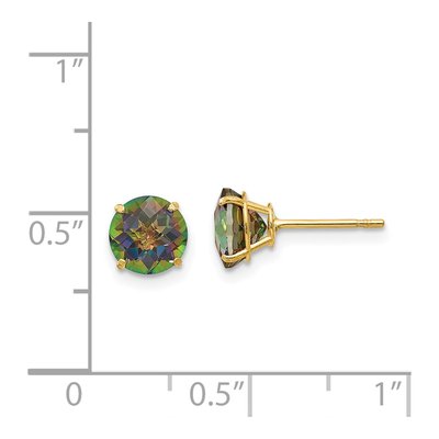 14K Yellow Gold 6mm Round Mystic Fire Topaz Mystic Stud Earrings – view 5