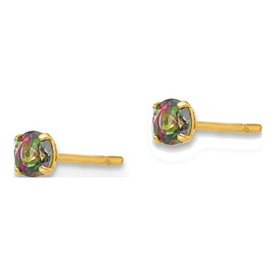 14K Yellow Gold 3mm Round Mystic Fire Topaz Mystic Stud Earrings – view 3