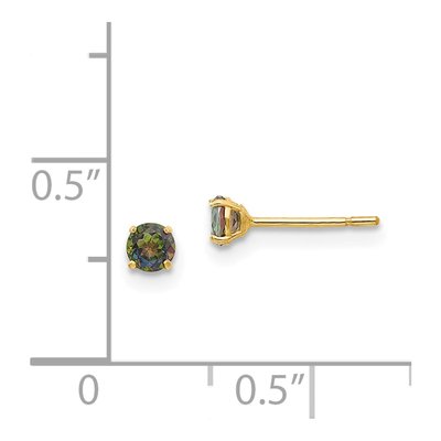 14K Yellow Gold 3mm Round Mystic Fire Topaz Mystic Stud Earrings – view 5