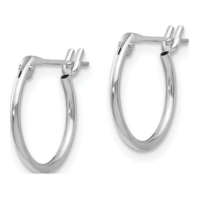 14K White Gold 9mm Small Hoop Earrings – view 3