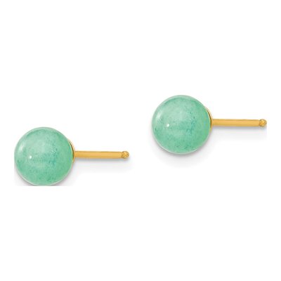 14K Yellow Gold Green Stud Earrings – view 3