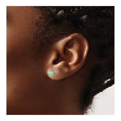 14K Yellow Gold Green Stud Earrings – view 4