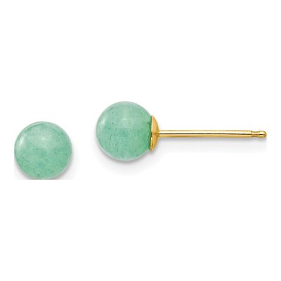 14K Yellow Gold Green Stud Earrings