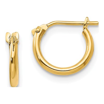 14K Yellow Gold 8mm Half Hoop Earrings