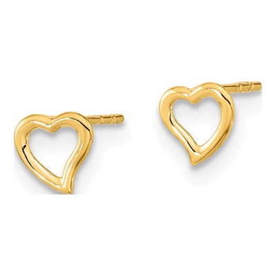 14K Yellow Gold Heart for Kids Stud Earrings – view 3