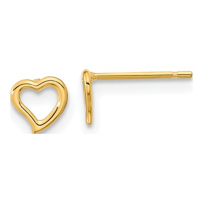 14K Yellow Gold Heart for Kids Stud Earrings