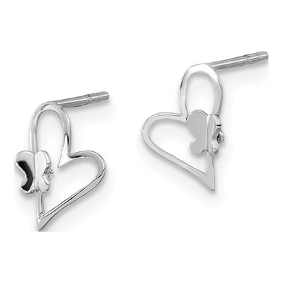 14K White Gold Heart Butterfly Dangle Earrings – view 3